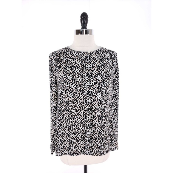 Ann Taylor LOFT Leopard Hidden Button Blouse - Picture 1 of 7